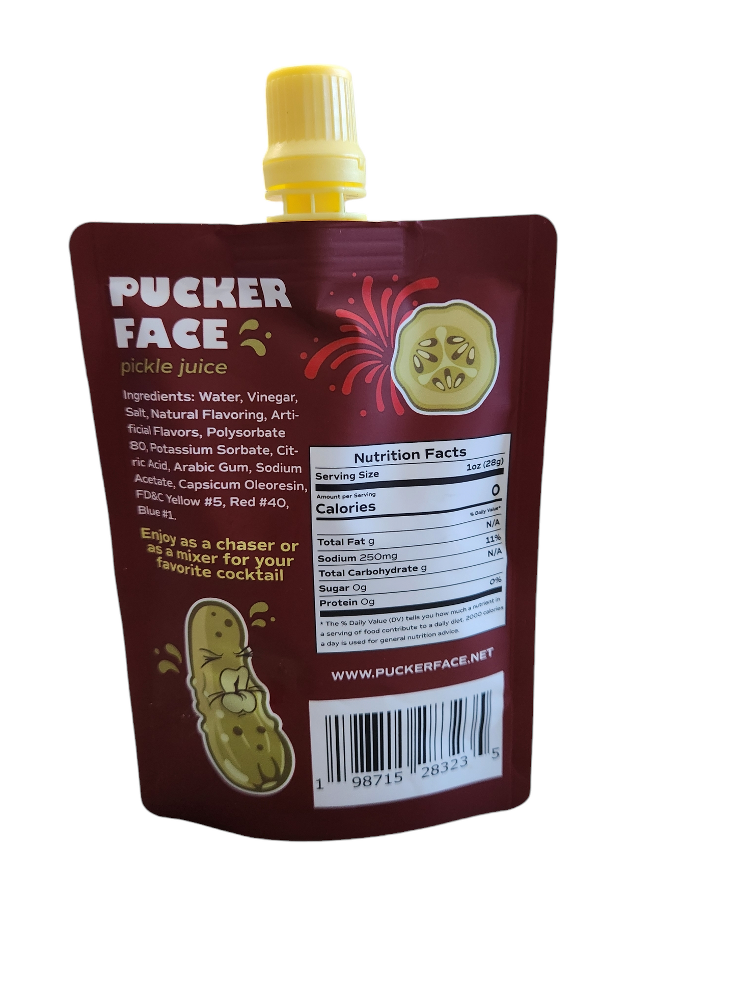 Pucker Face Pickle Juice Chamoy Flavor 10 CT Caddie